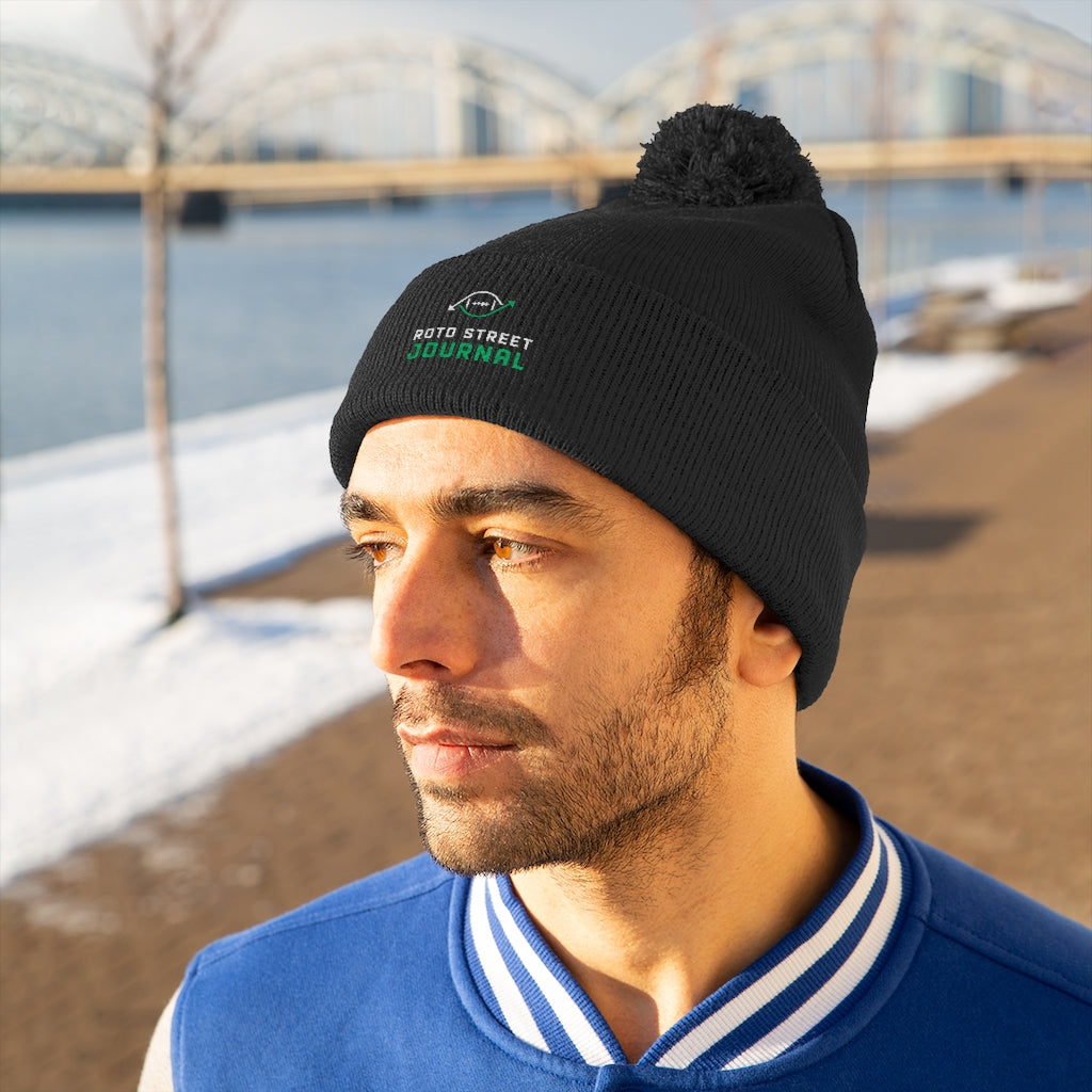 Roto Street Journal Pom Pom Beanie - Fantasy Football Winter Hat