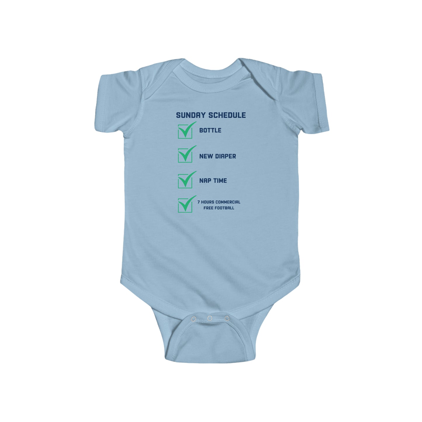 Infant Sunday Schedule Onesie - Sleeper Collection - Fantasy Football Baby Clothes