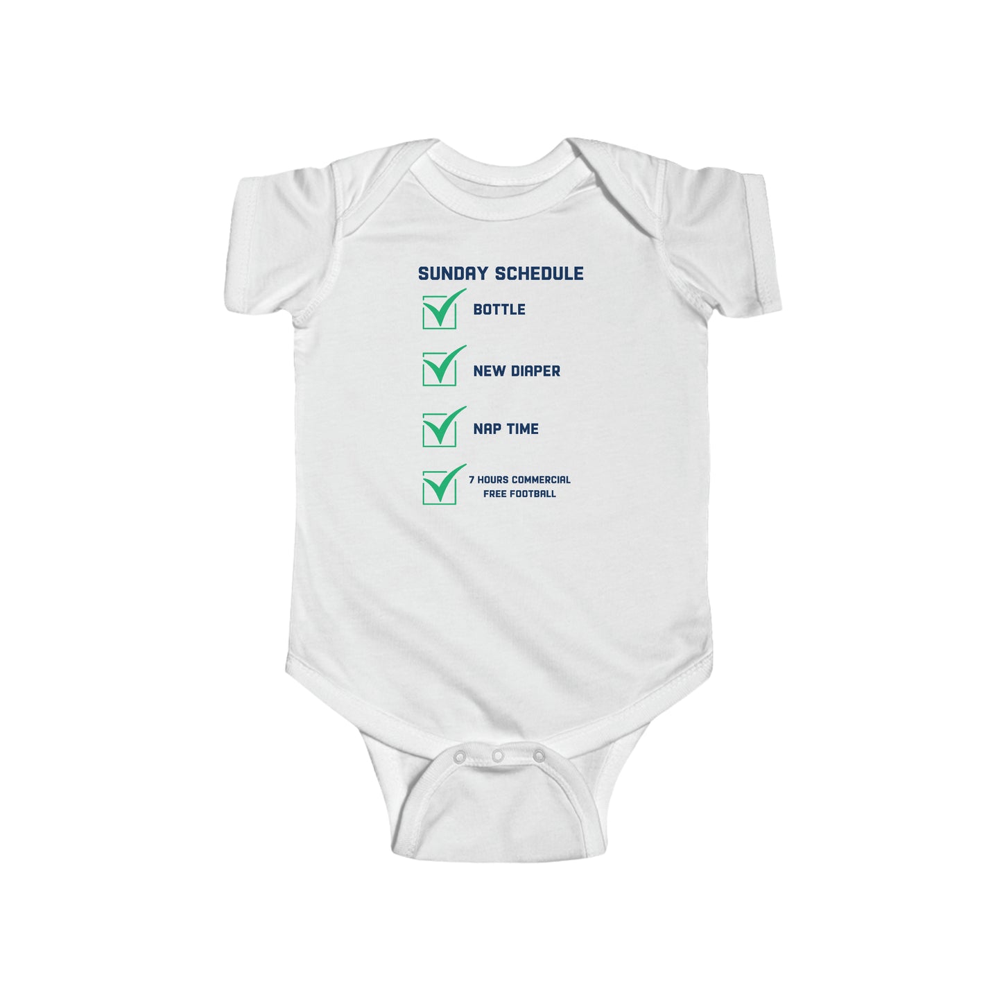 Infant Sunday Schedule Onesie - Sleeper Collection - Fantasy Football Baby Clothes