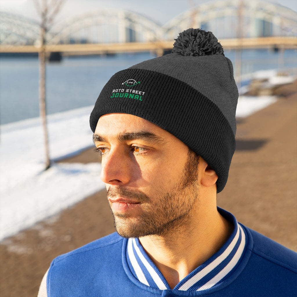 Roto Street Journal Pom Pom Beanie - Fantasy Football Winter Hat