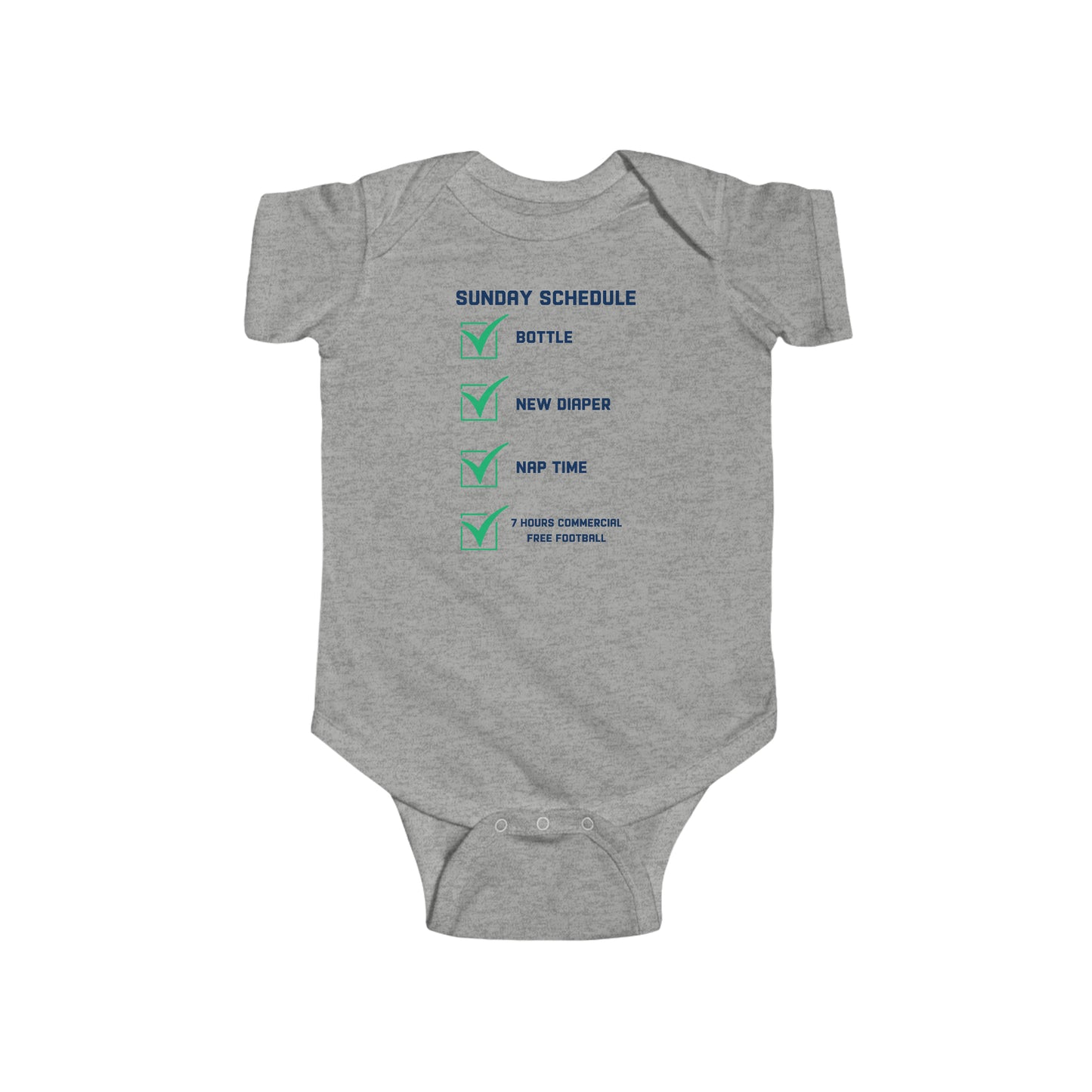 Infant Sunday Schedule Onesie - Sleeper Collection - Fantasy Football Baby Clothes