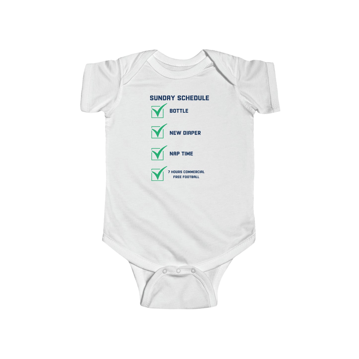 Infant Sunday Schedule Onesie - Sleeper Collection - Fantasy Football Baby Clothes